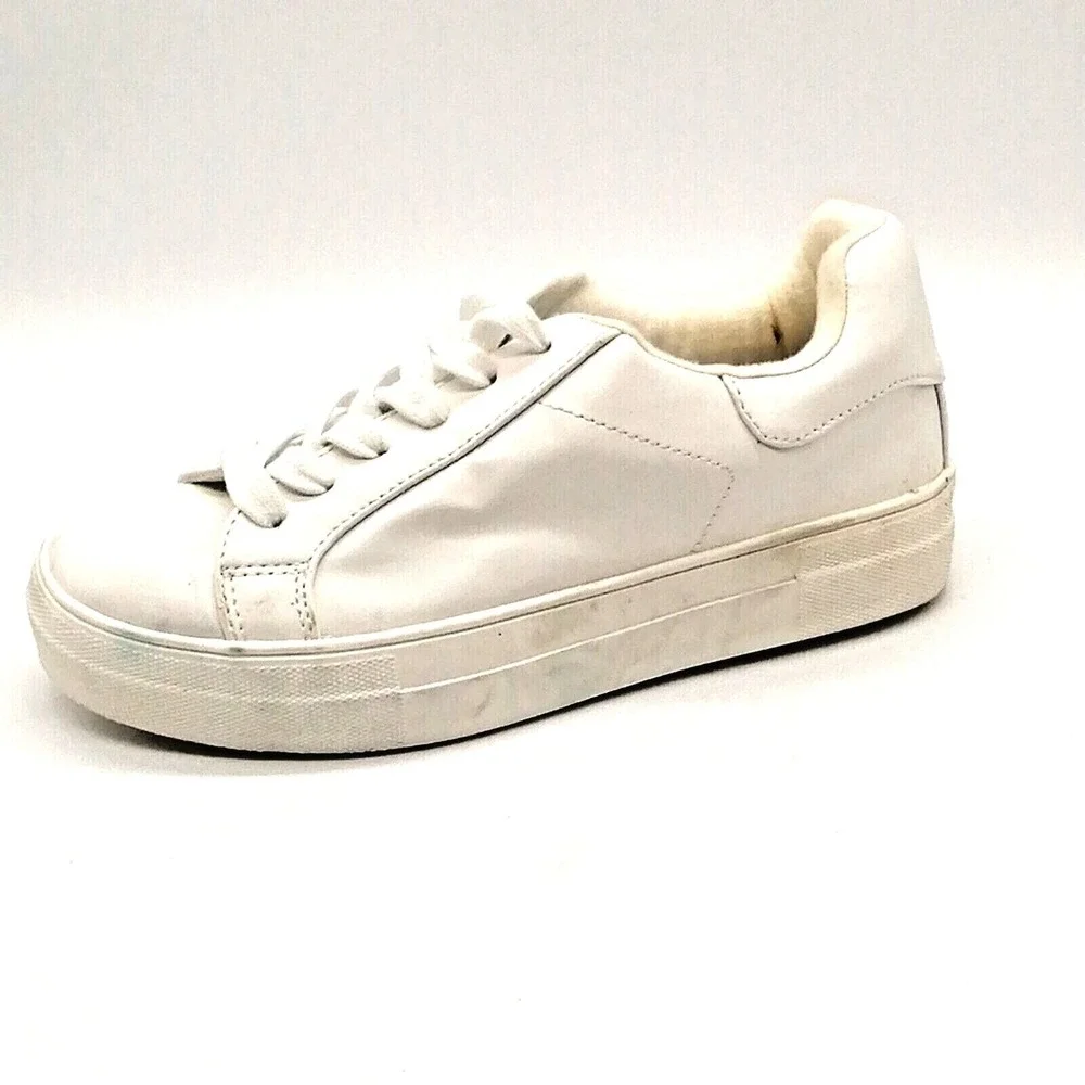 Soda Shoes Womens White 9 Platform Sneaker Faux Leather Walking Comfort‎